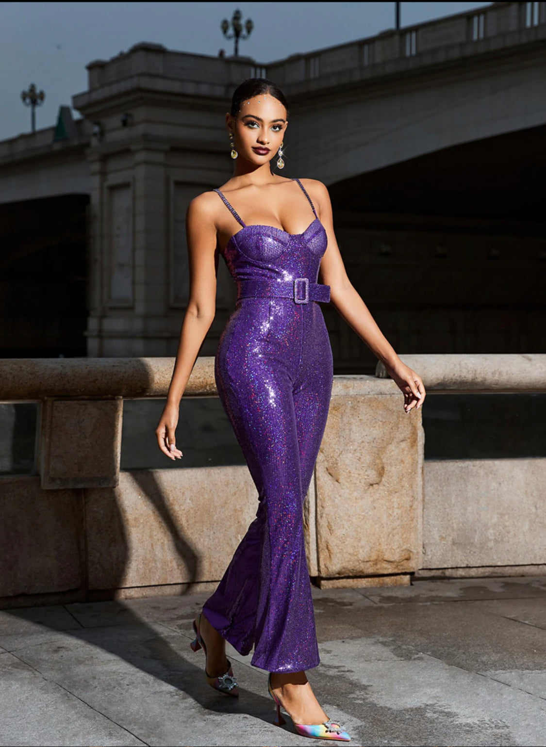 Purple sequin jumpsuit (8267924537582)