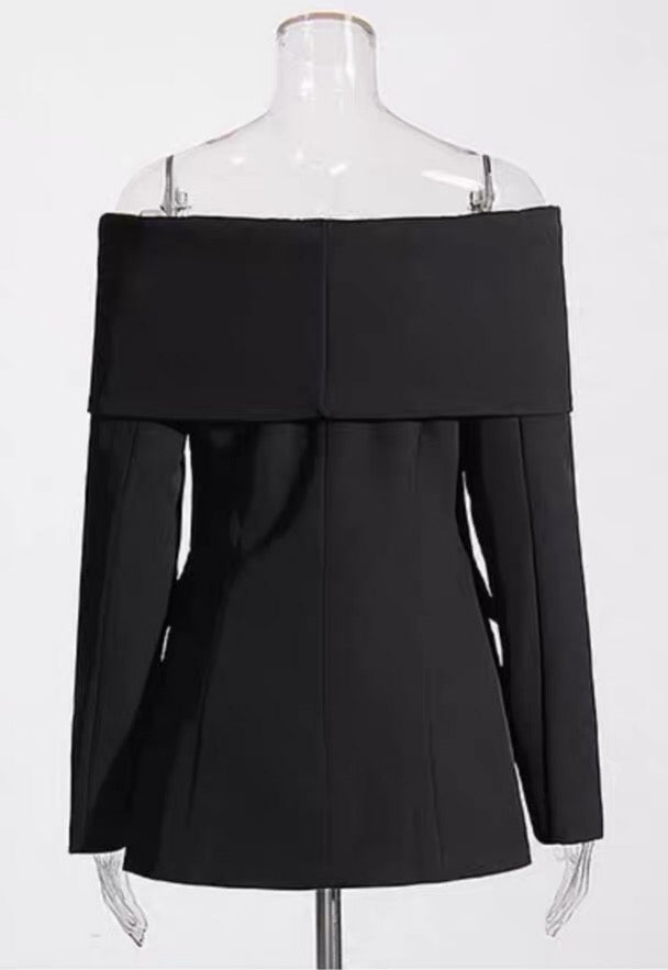 Off shoulder blazer black/white