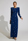 Blue diamond long sleeves maxi dress