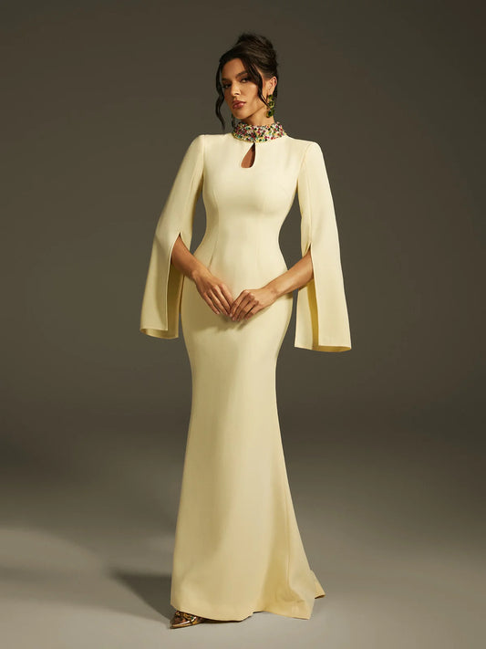 Aurora Crystal Collar Cape Gown size S
