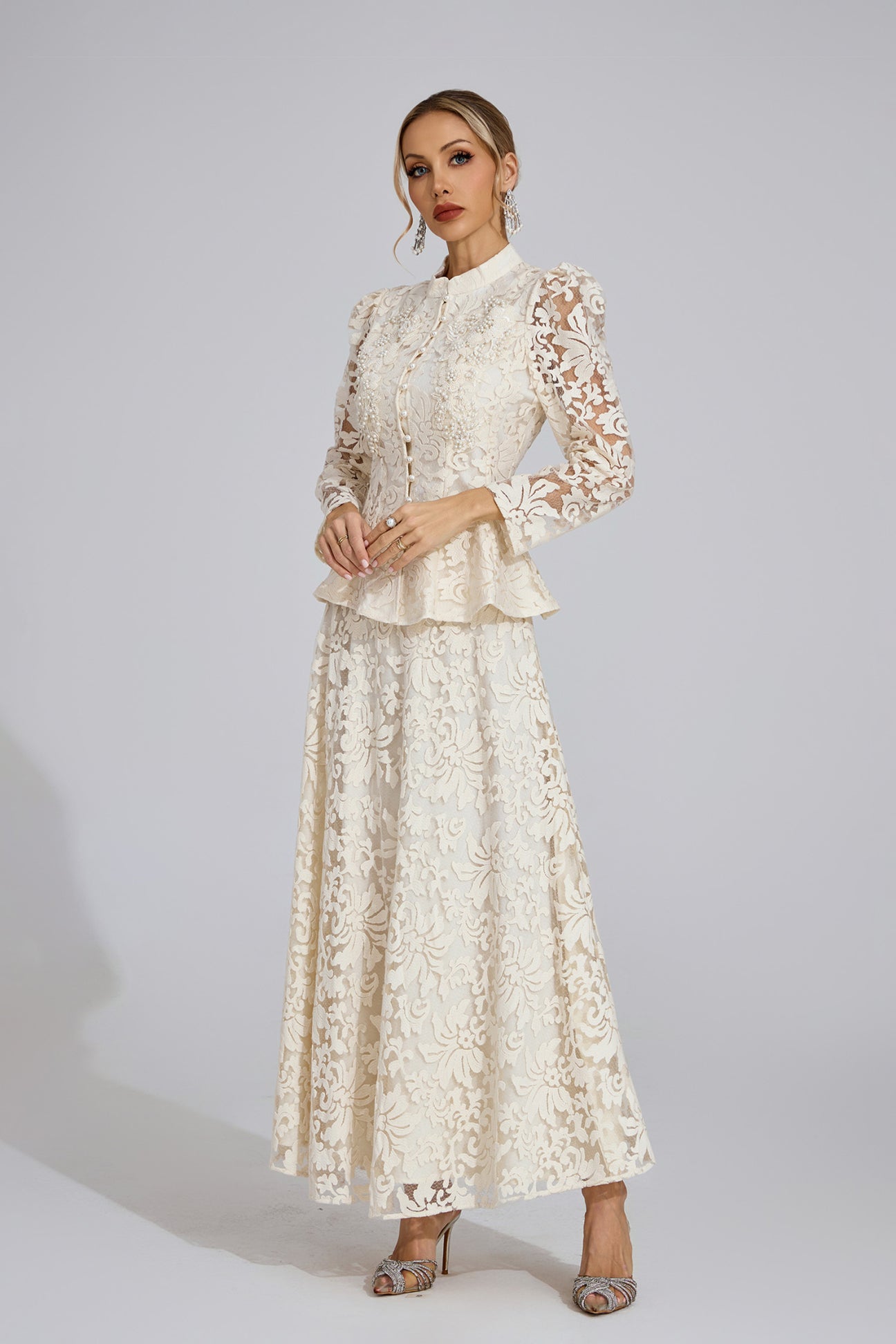 Eloise Lace Peplum Two-Piece Set