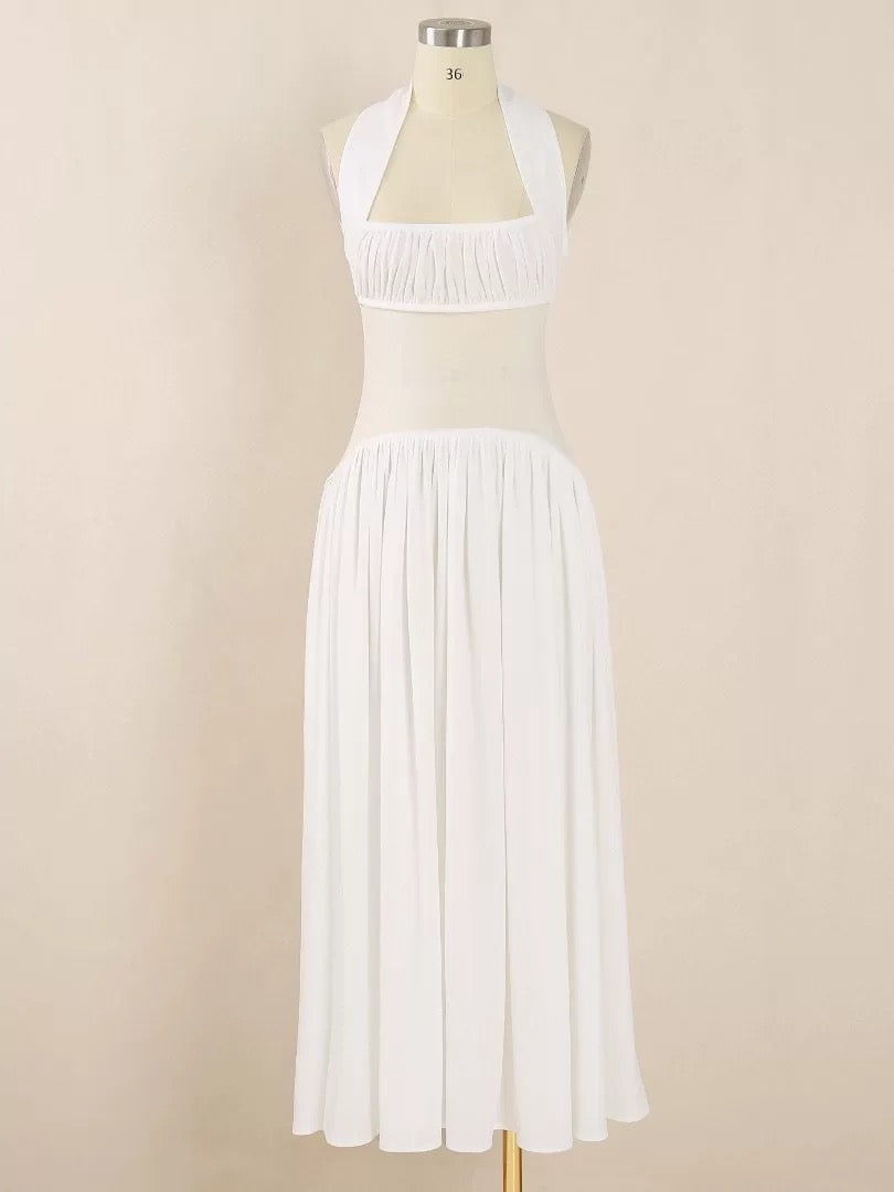 Isla Halter Pleated Midi Dress