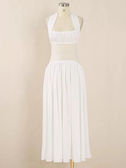 Isla Halter Pleated Midi Dress