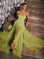 Strapless green maxi dress