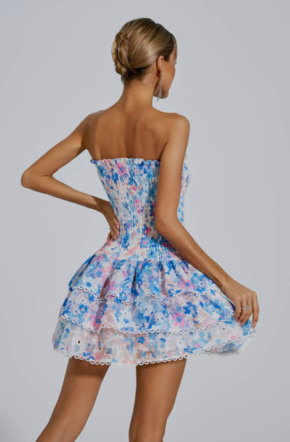 Mercy floral mini dress/ Blue