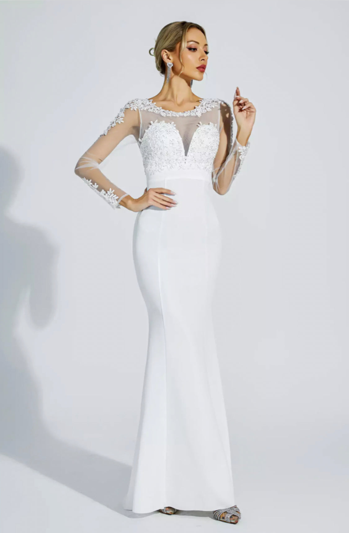 Madisyn lace white maxi dress