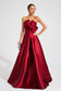 Bow satin red maxi dress