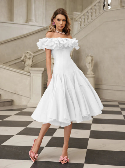 Amélie Off Shoulder Ruffle Midi Dress