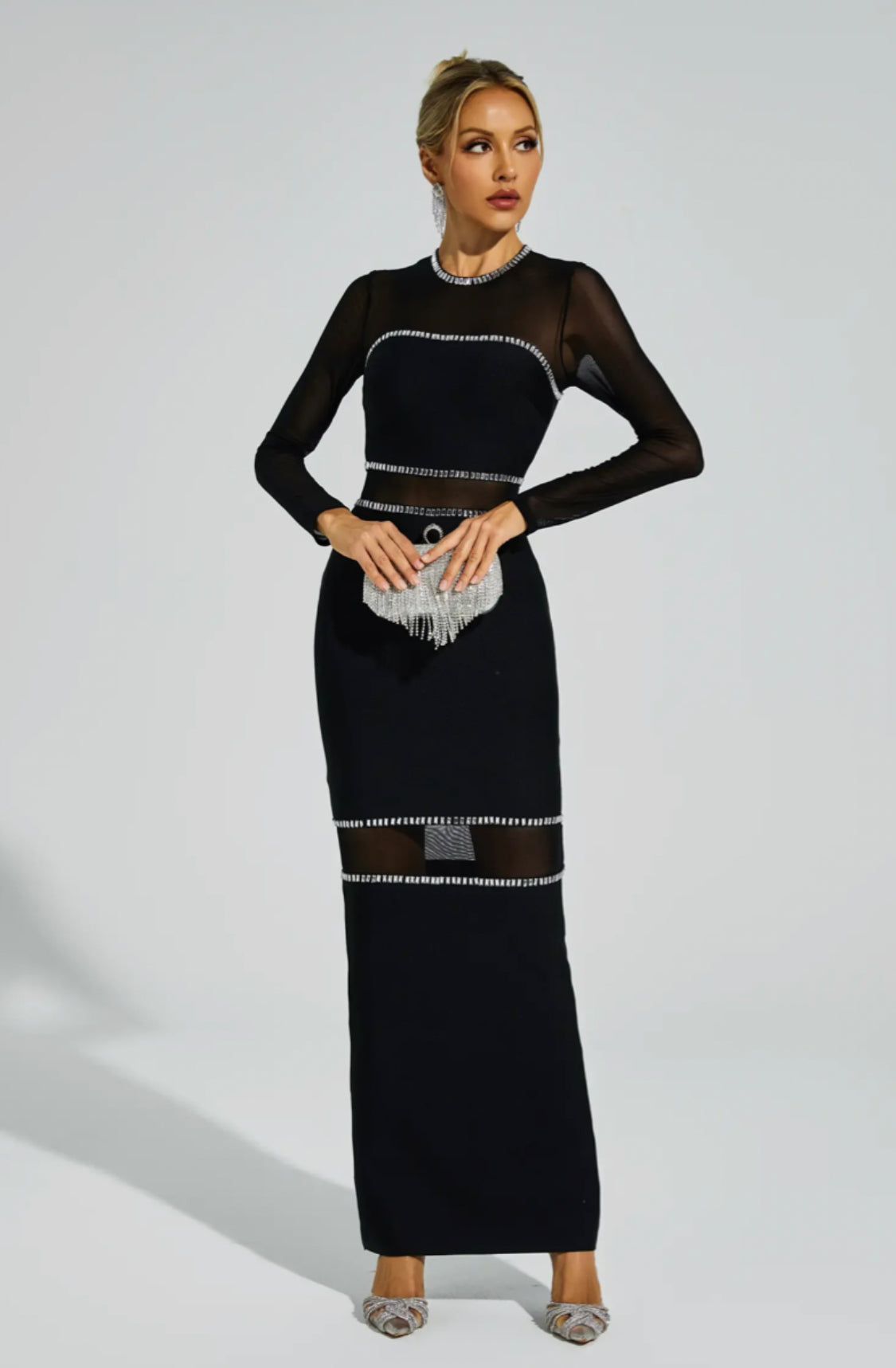 Boyle crystal black maxi dress