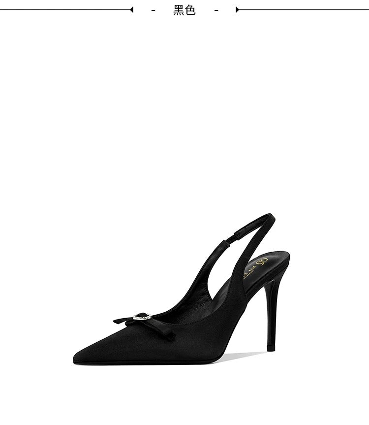 Amara Satin Bow Slingback Heels