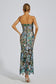 Leanna green/blue flower midi dress