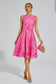 Briana pink belted midi dress