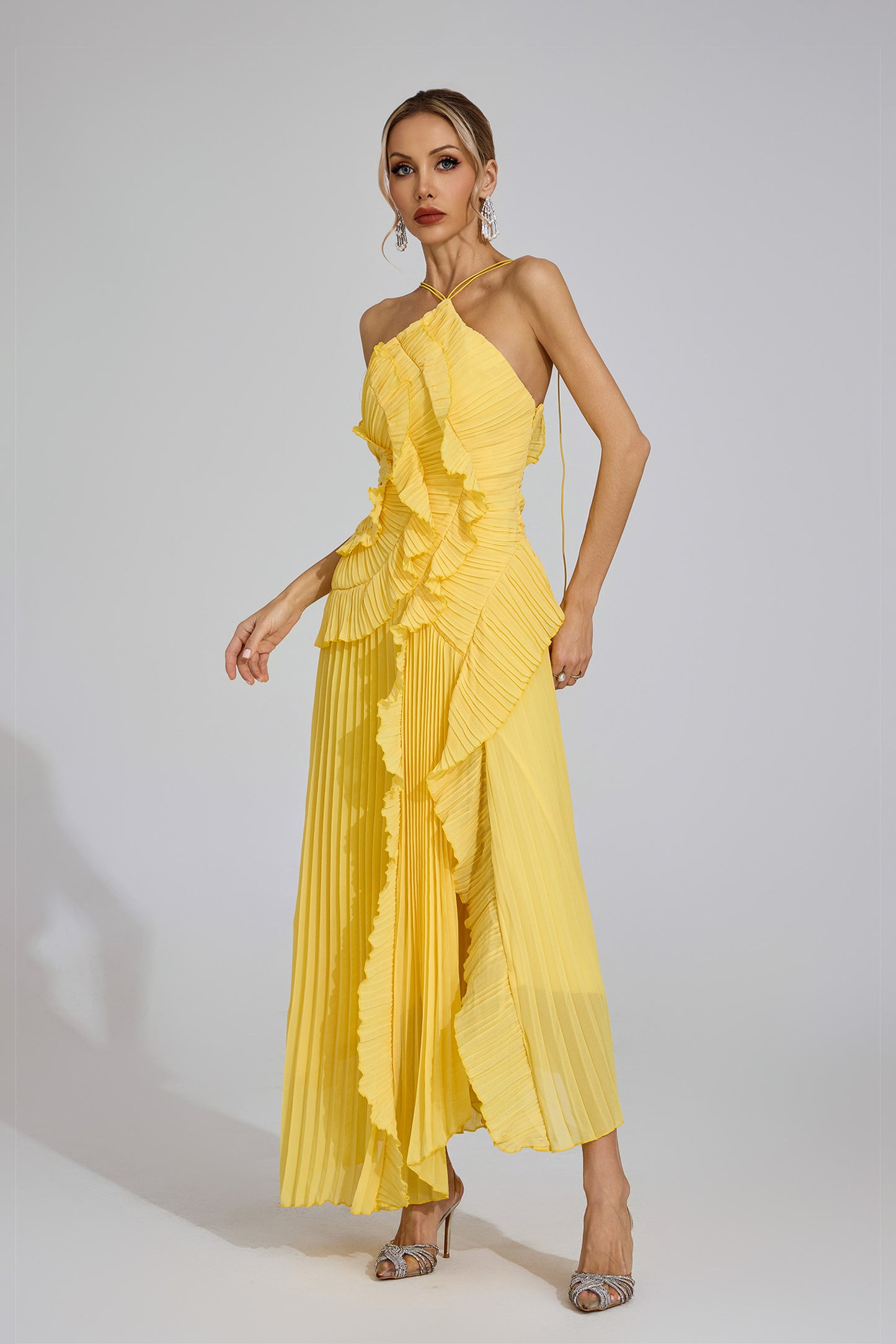 Amélie Pleated Ruffle Gown