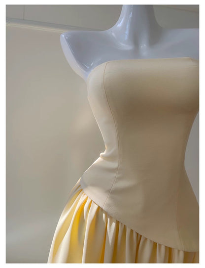 Soleil Scarf Drape Gown - Butter Yellow