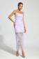 Purple mesh crystal midi dress