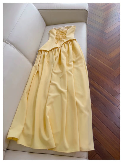 Soleil Scarf Drape Gown - Butter Yellow