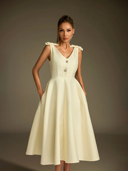 Colette Satin Fit & Flare Midi Dress