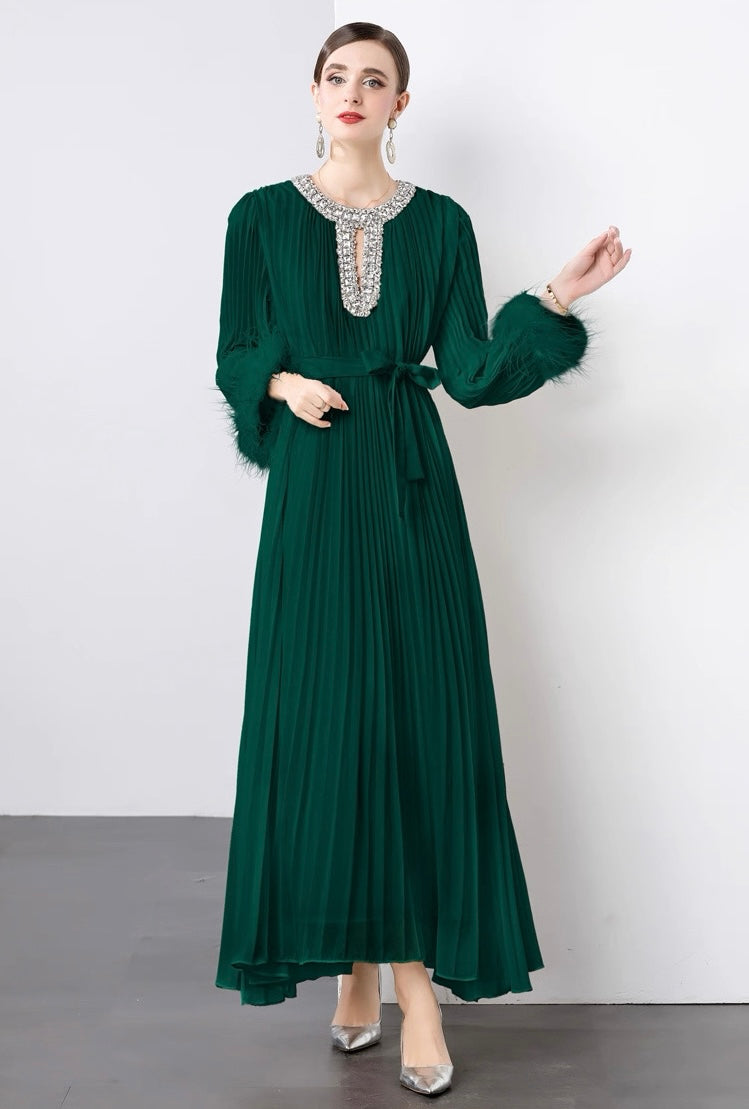 Regal Pleats crystal Gown