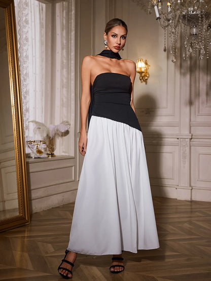 Monochrome Slit Maxi Dress
