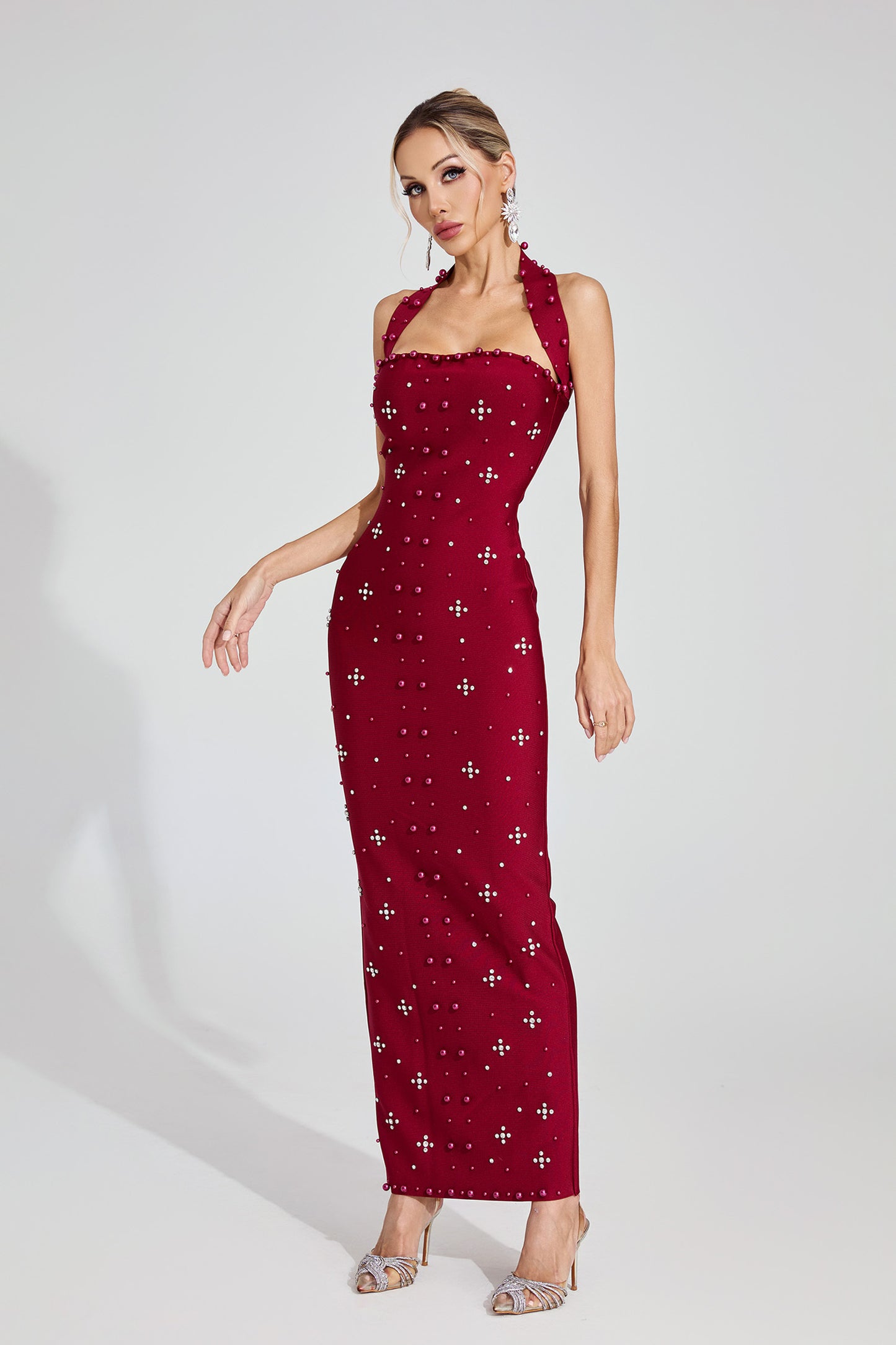 Pearla Garnet Halter Gown