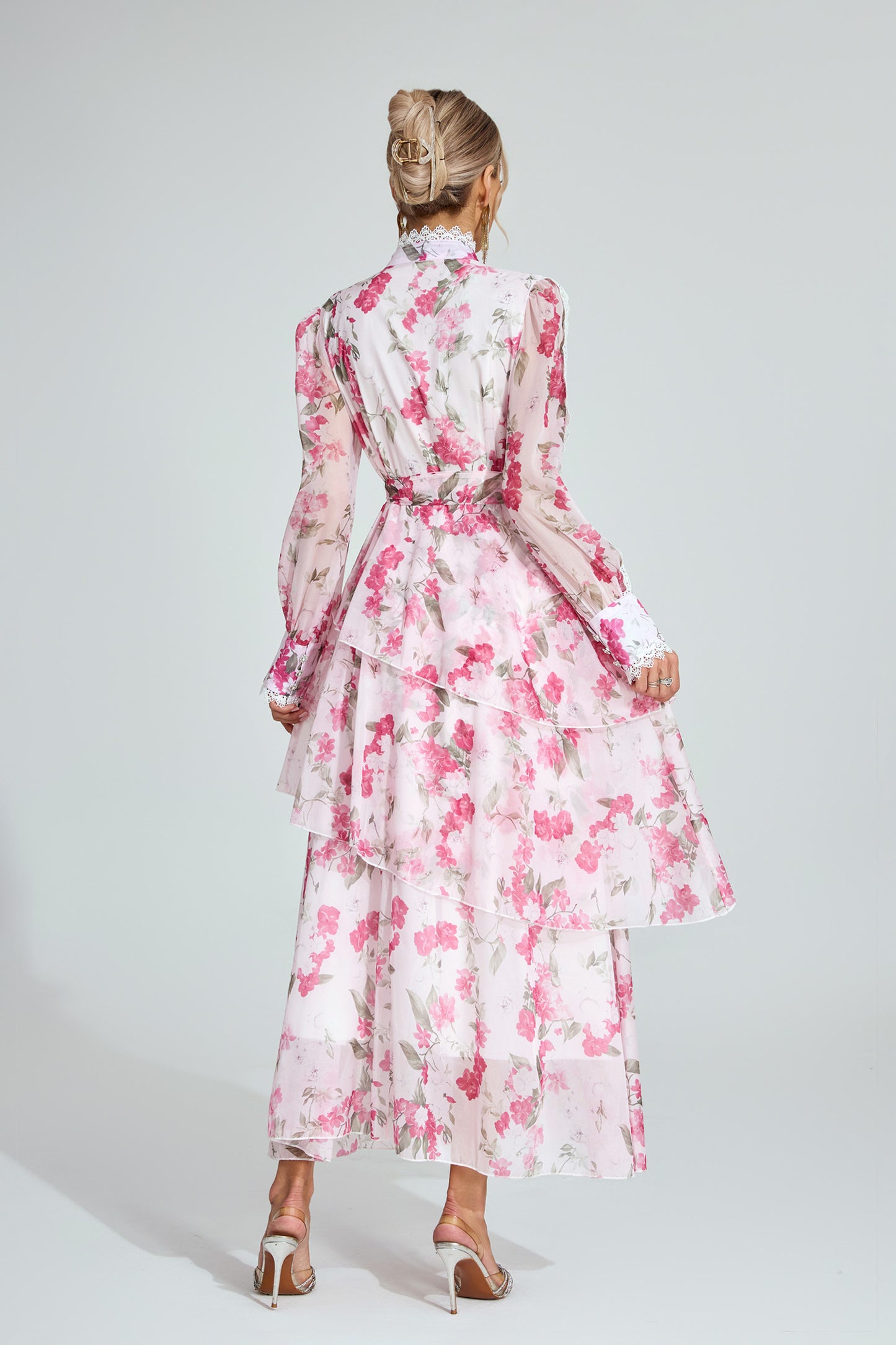 Rosalie Tiered Pink Floral Dress