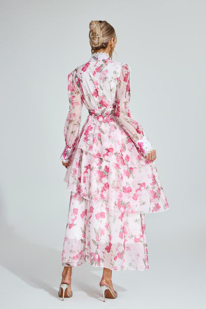 Rosalie Tiered Pink Floral Dress