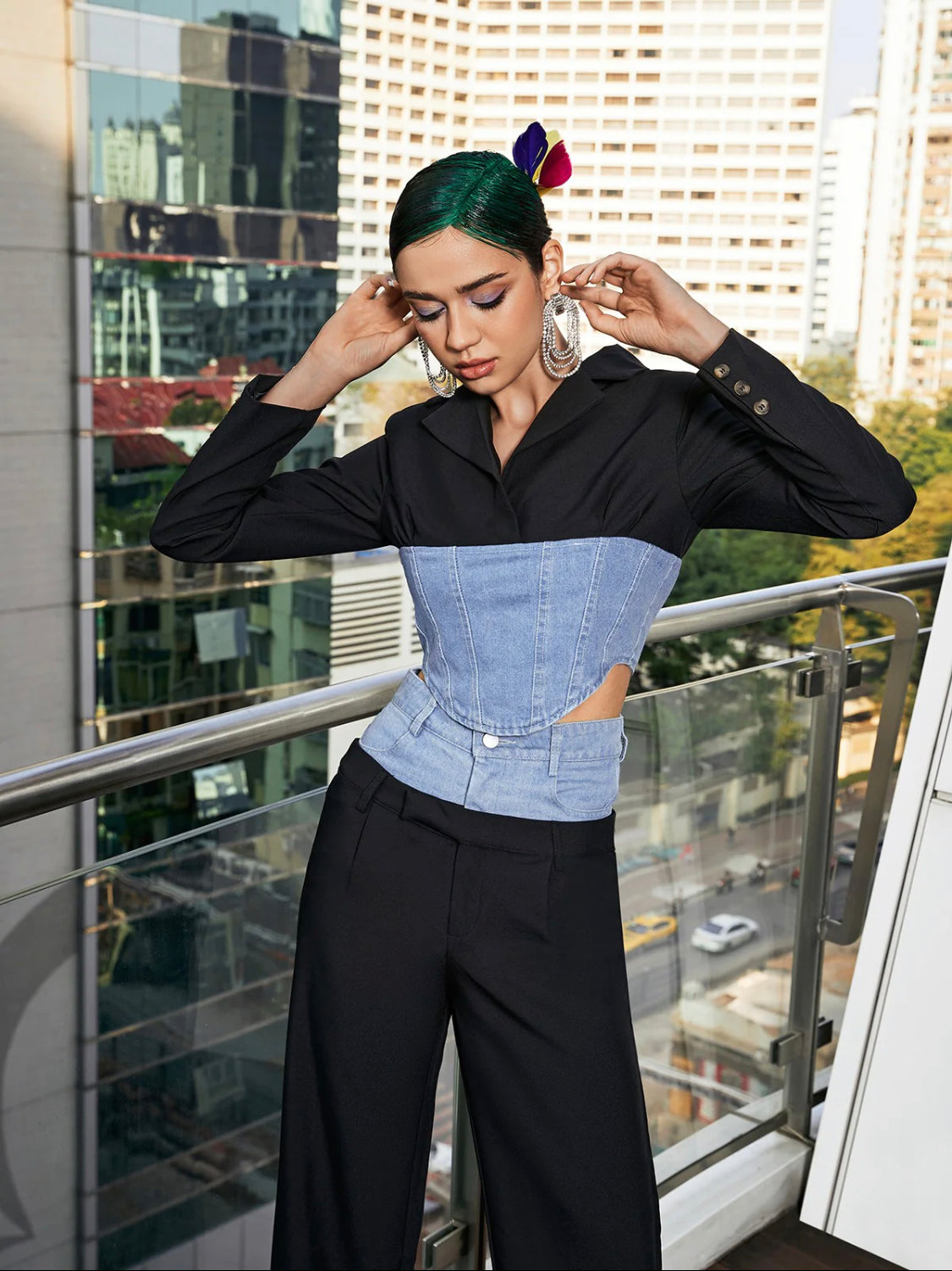 Dana denim pants/ top set (8184056676590)