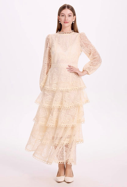 Élise Tiered Lace Maxi Dress