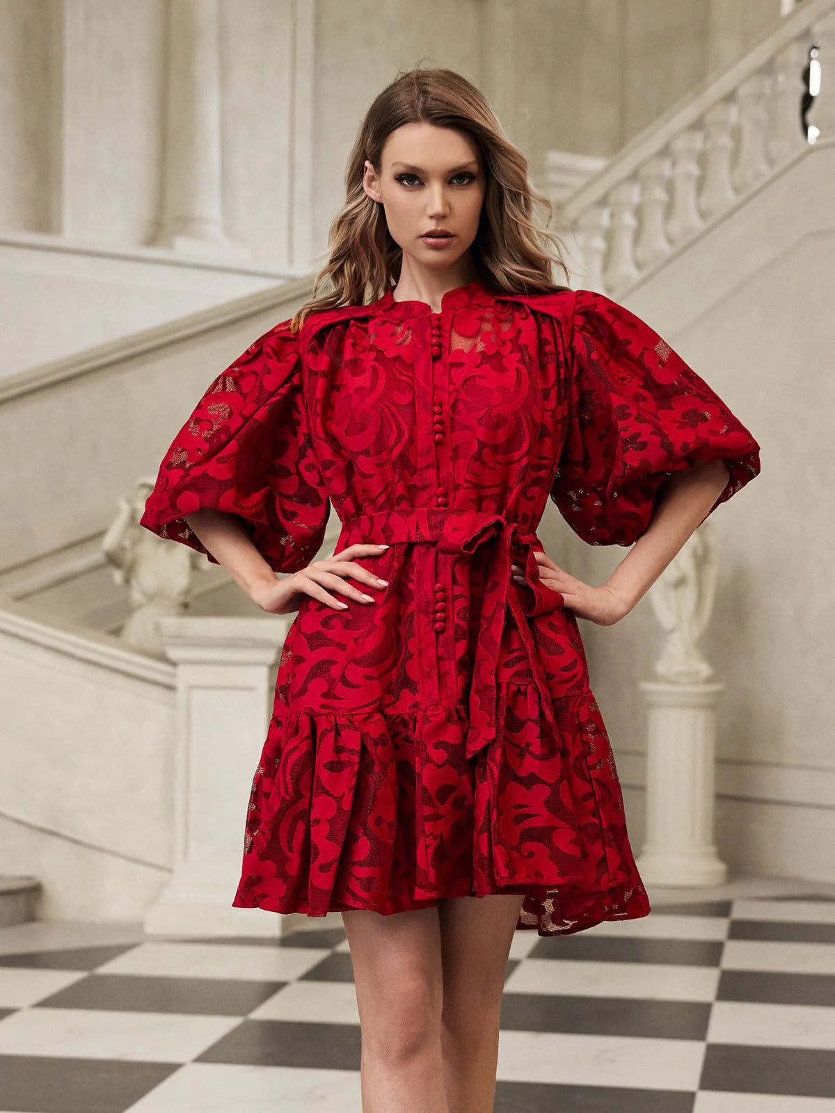 Isadora Embroidered Organza Mini Dress