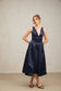 Dark blue satin midi dress