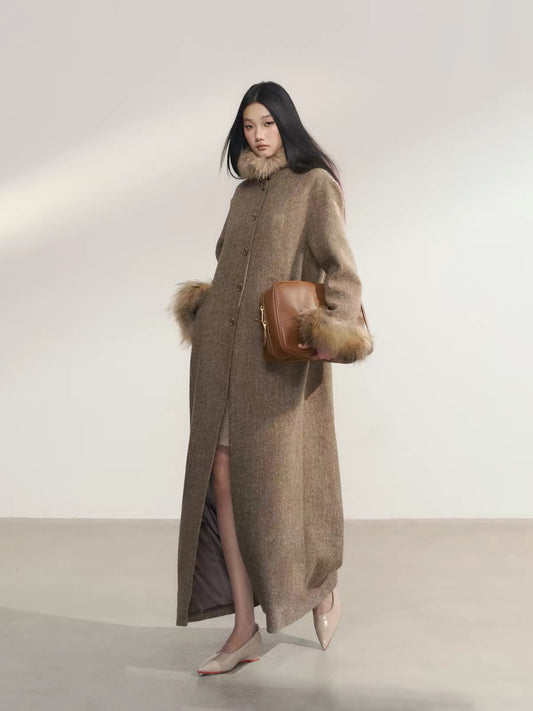 Marlowe Faux Fur Trim Maxi Coat