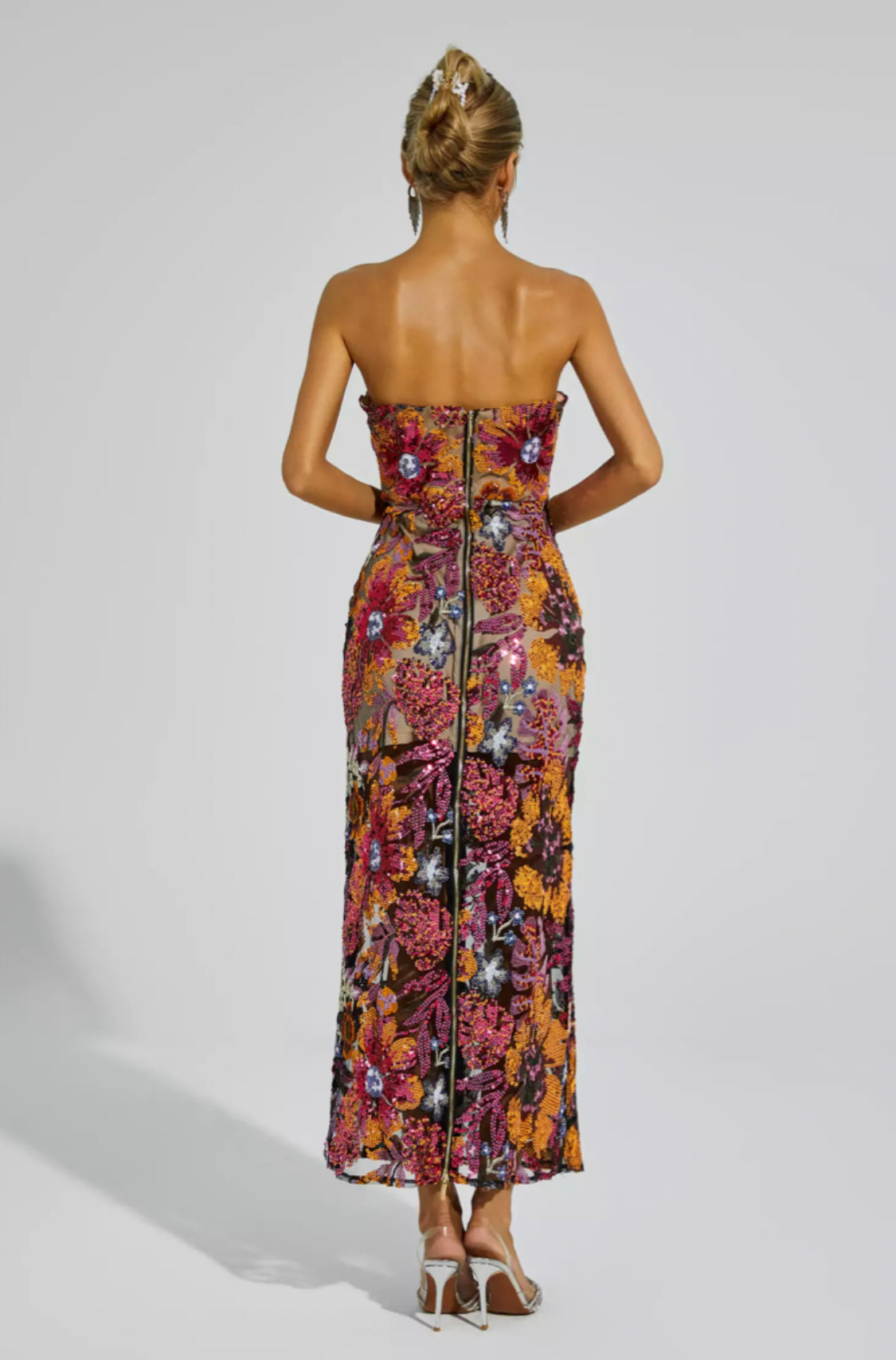 Leanna brown/red flower midi dress