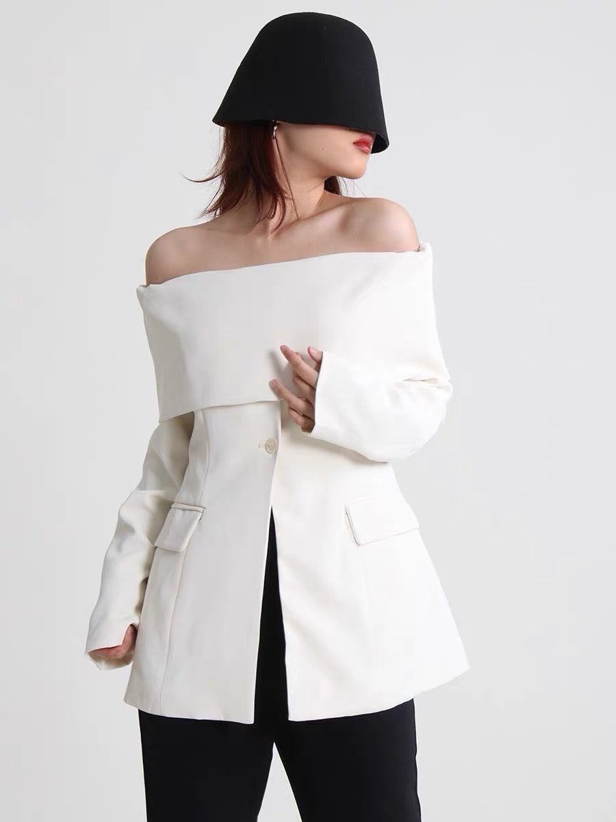 Off shoulder blazer black/white