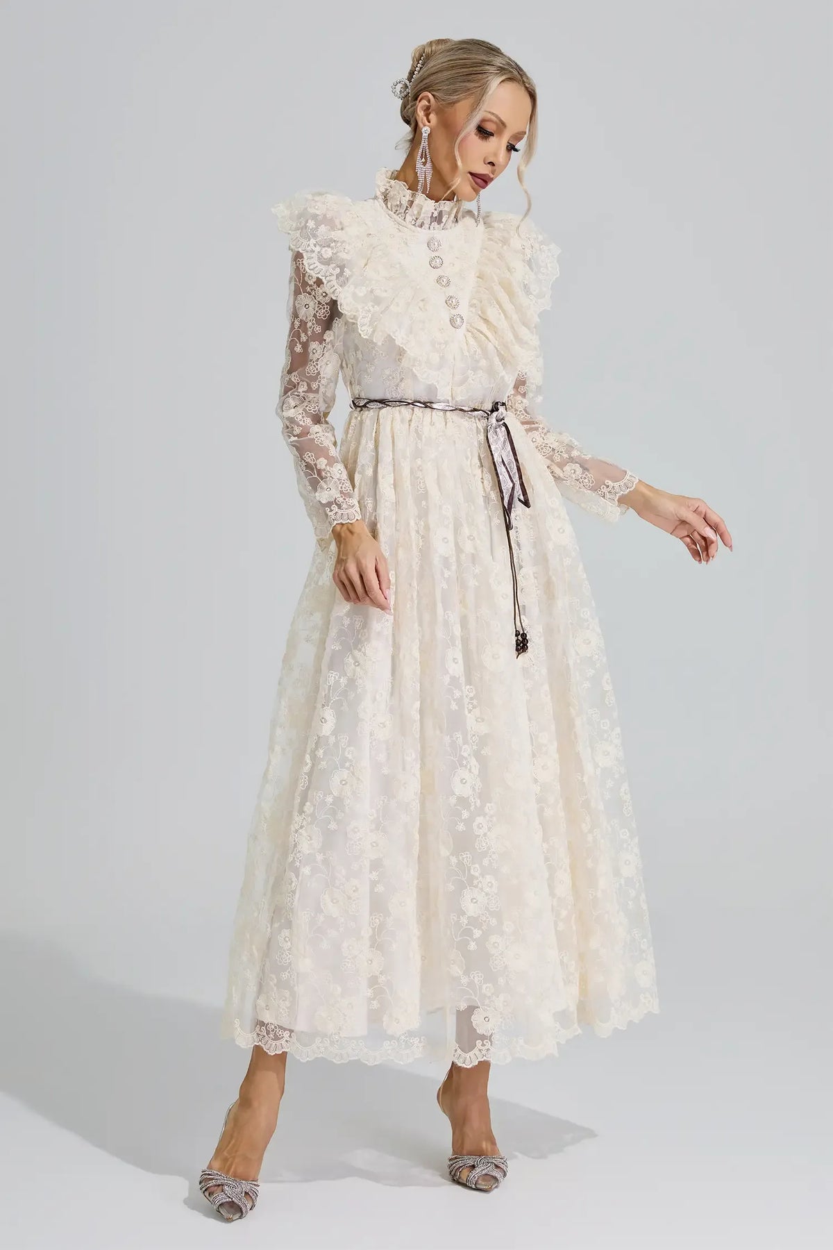 Rosalie Ruffle Lace Maxi Dress