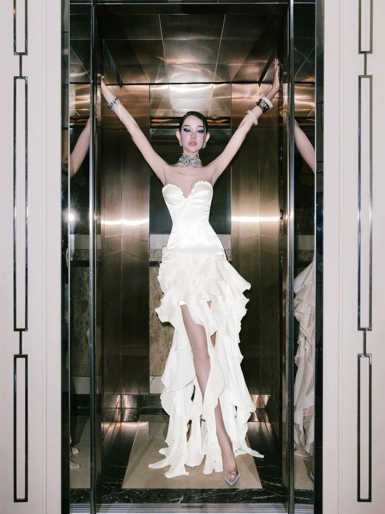 Belle Ruffle Crystal Gown