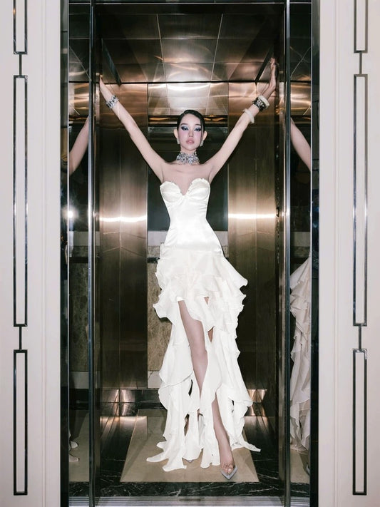 Belle Ruffle Crystal Gown