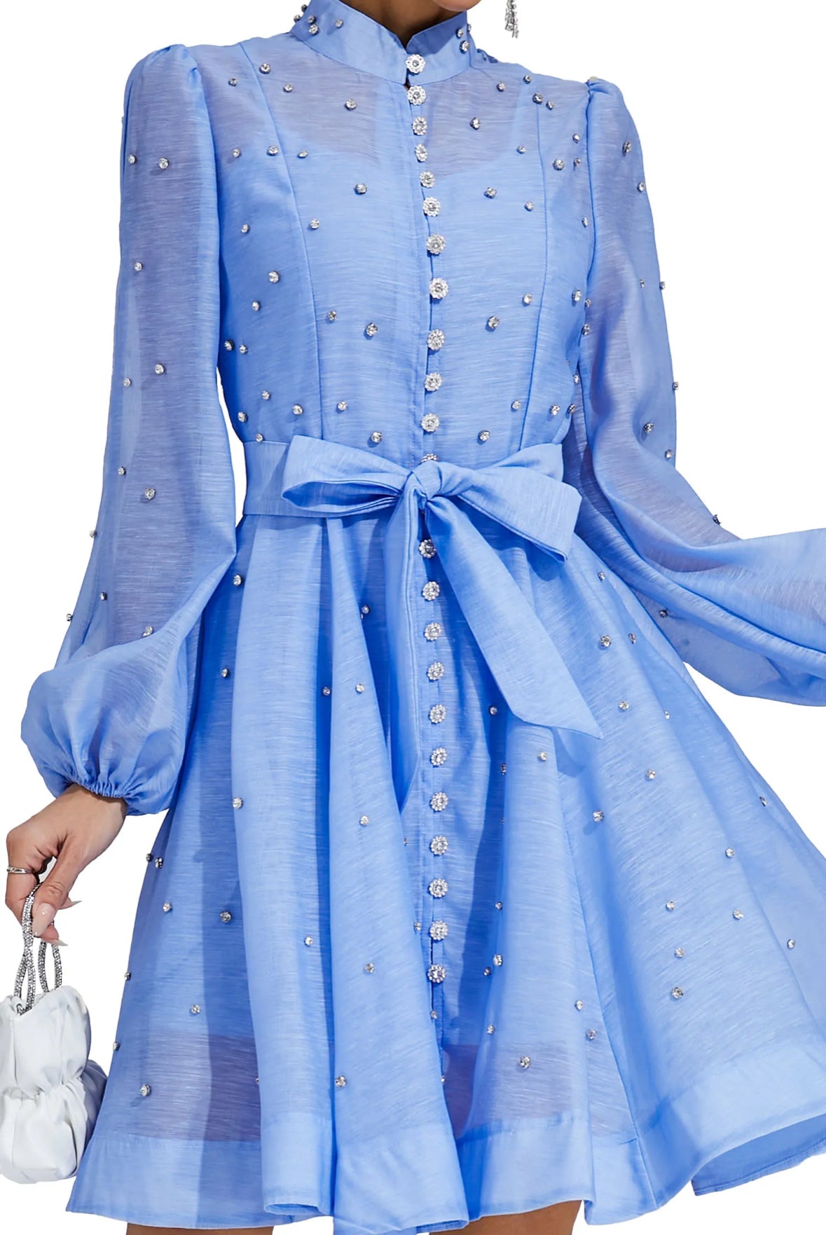 Amira Pearl Studded Flare Dress