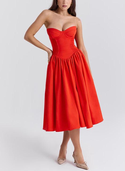 Elizabeth strapless midi dress