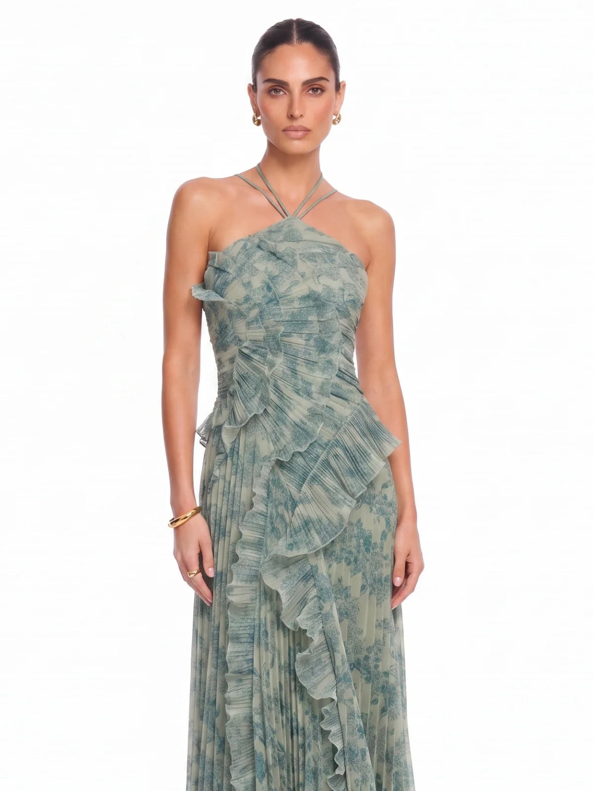 Aurelia Botanical Ruffle Maxi Dress