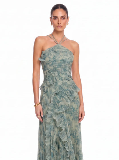 Aurelia Botanical Ruffle Maxi Dress