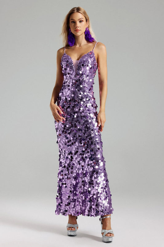 Mia sequin purple maxi dress