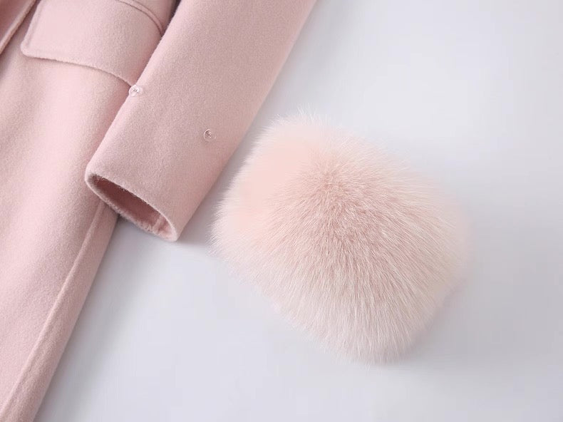 Amélie Embellished Wool-Fox Fur Coat