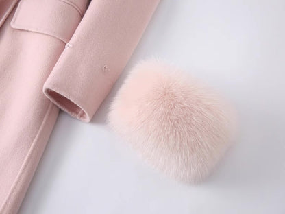 Amélie Embellished Wool-Fox Fur Coat