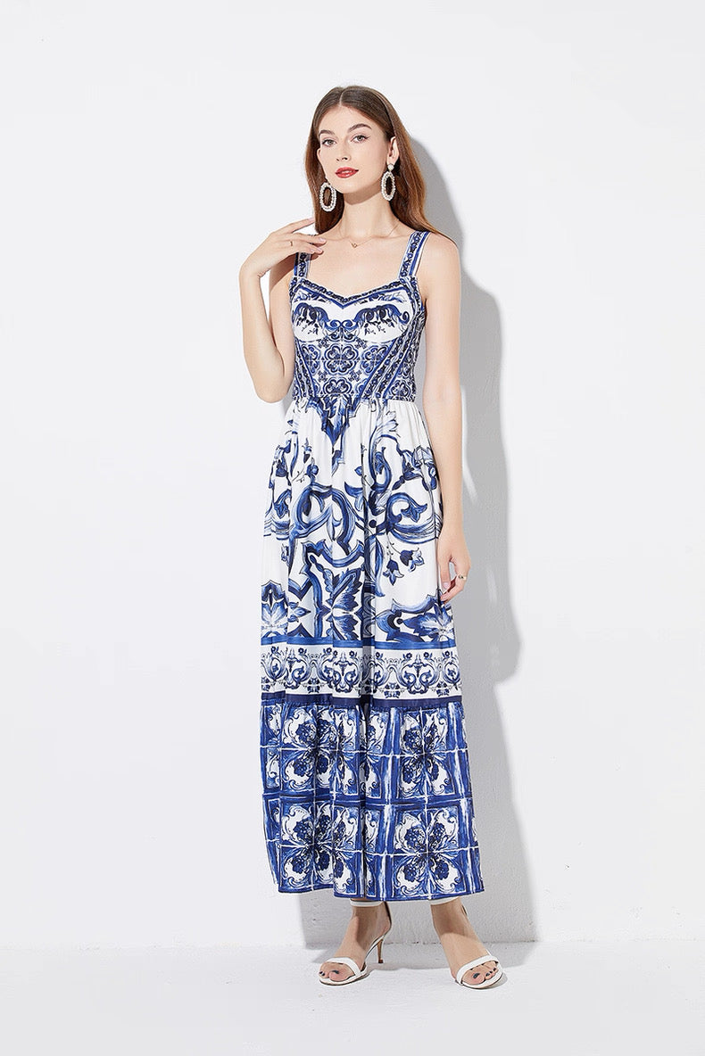 Azure Majolica Corset Dress