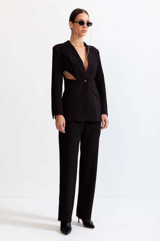 Black cutout blazer/suit set (8306825953518)