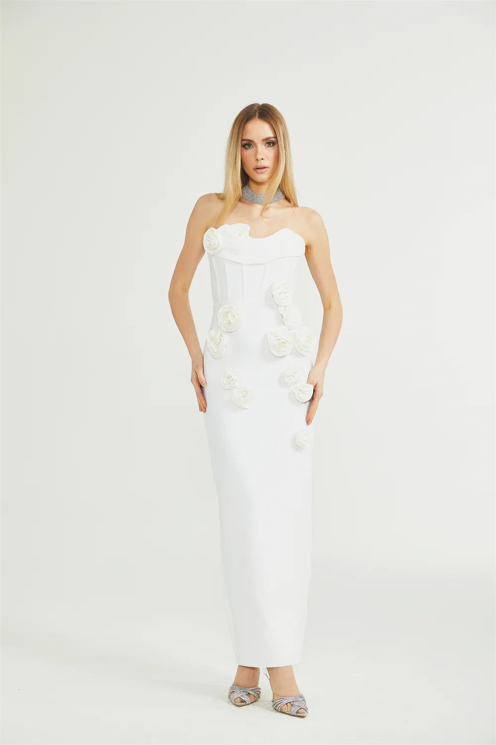 Ange Flower bandage midi dress