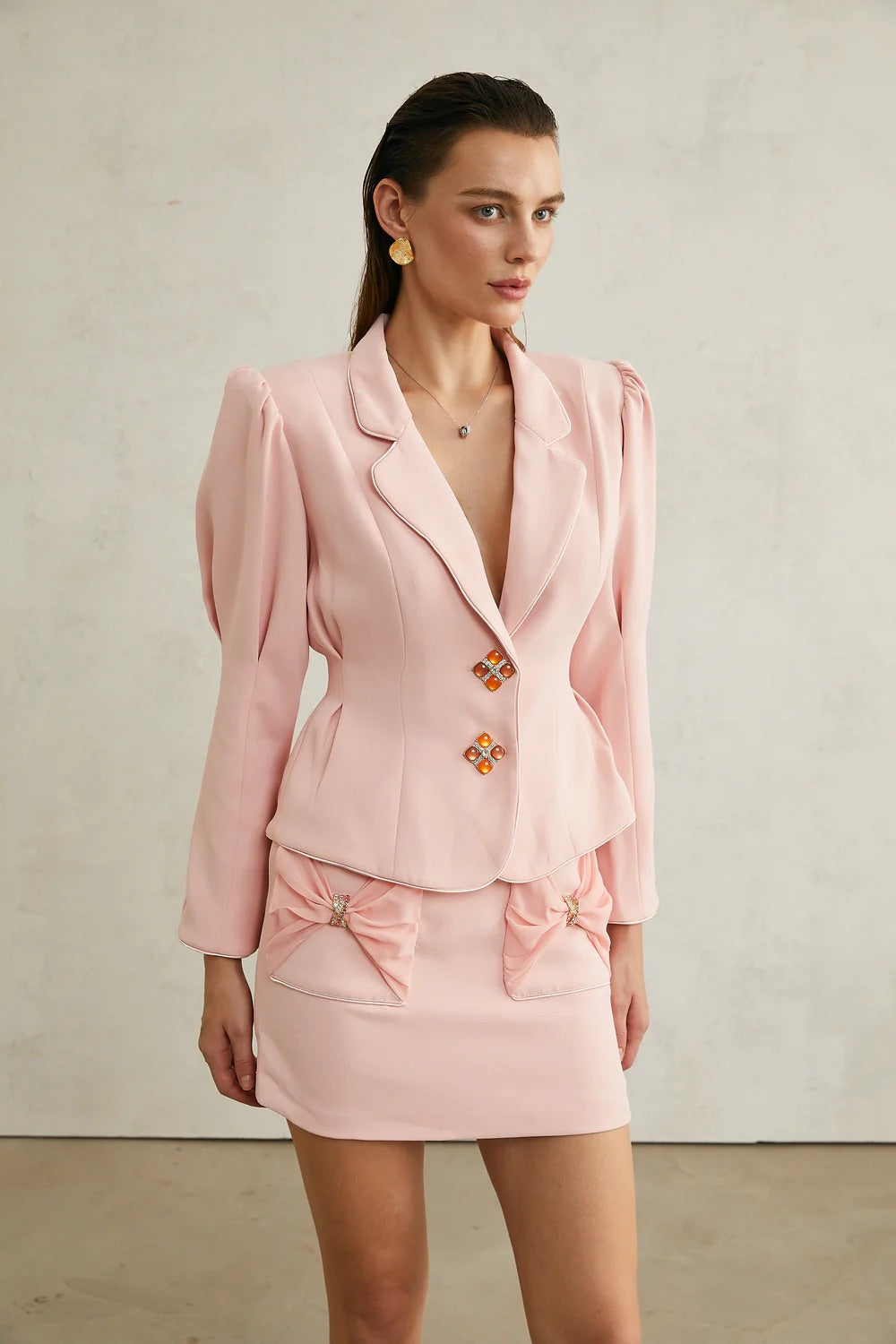 Pink cinched blazer/skirt set