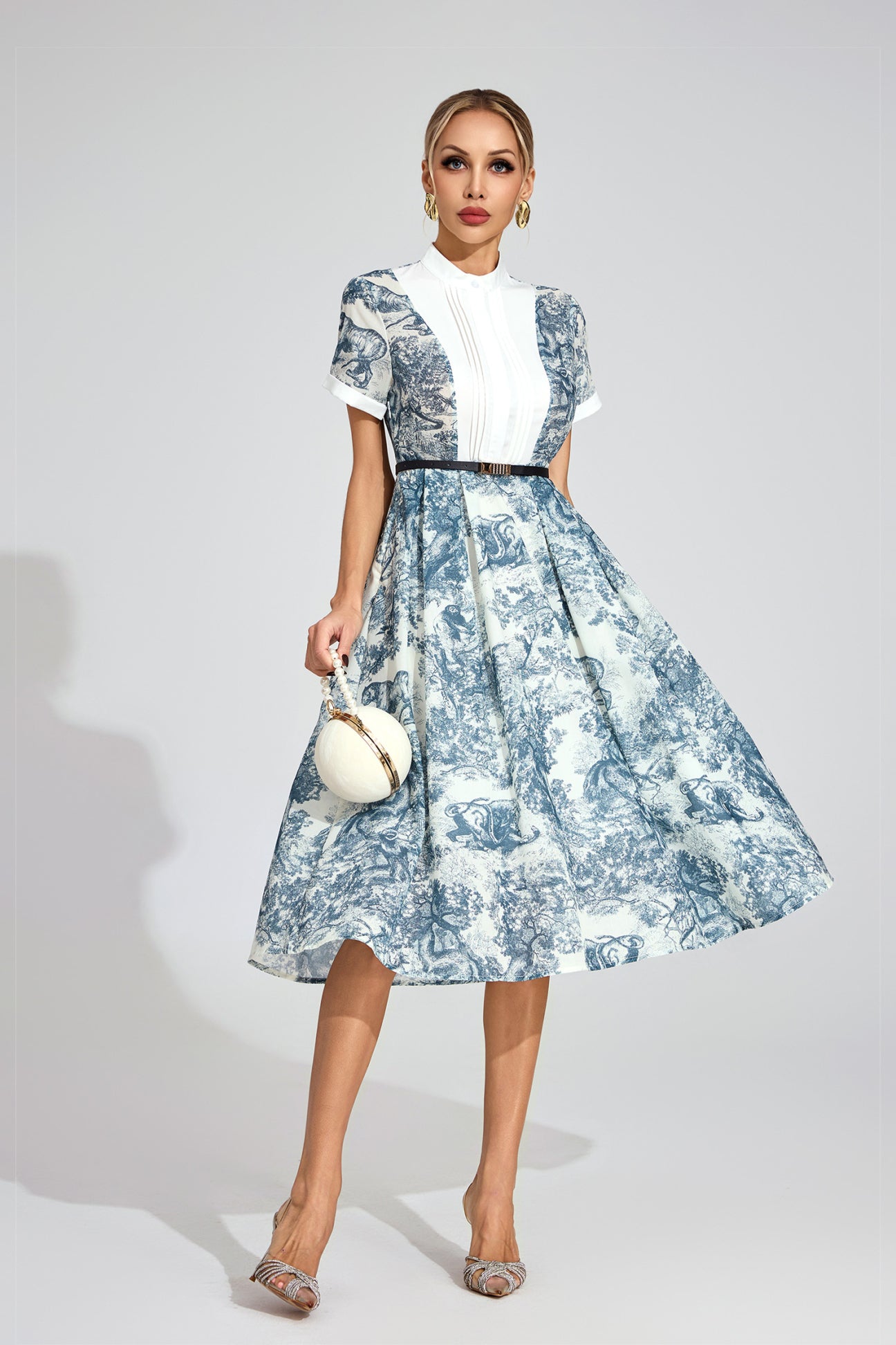 Versailles Toile Belted Shirt Dress