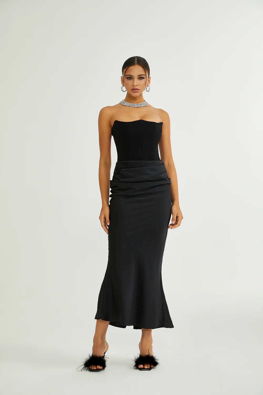 Sifa velvet Corset midi dress