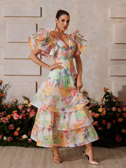 Aurora Ruffle Floral Maxi Dress
